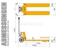 AGOTADO! Rotek PH-SR-2500 Elevador de palets con rodillo lateral y capacidad de elevación de 2500 kg