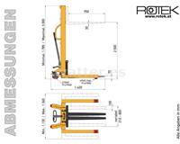 AGOTADO! Rotek STP-MD Apilador manual de palés de 2,5 m y 1000 kg de capacidad de elevación