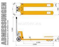 AGOTADO! Rotek PH-LONG-2000 Elevador de palets con horquillas largas capacidad de elevación 2000 kg