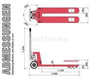 AGOTADO! Rotek PH-2000 Transpaleta con capacidad de elevación de 2000 kg - modelo estrecho