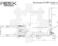 Rotek STP-MPF-A Apilador manual de palés de 1,5 m y 400 kg de capacidad de elevación