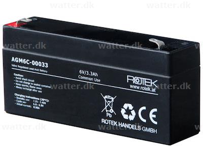 Batería de vellón AGM Rotek 6V, 3.3Ah